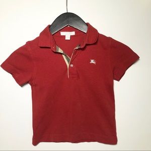 Boys Burberry S/S Polo Shirt, Red, size 4